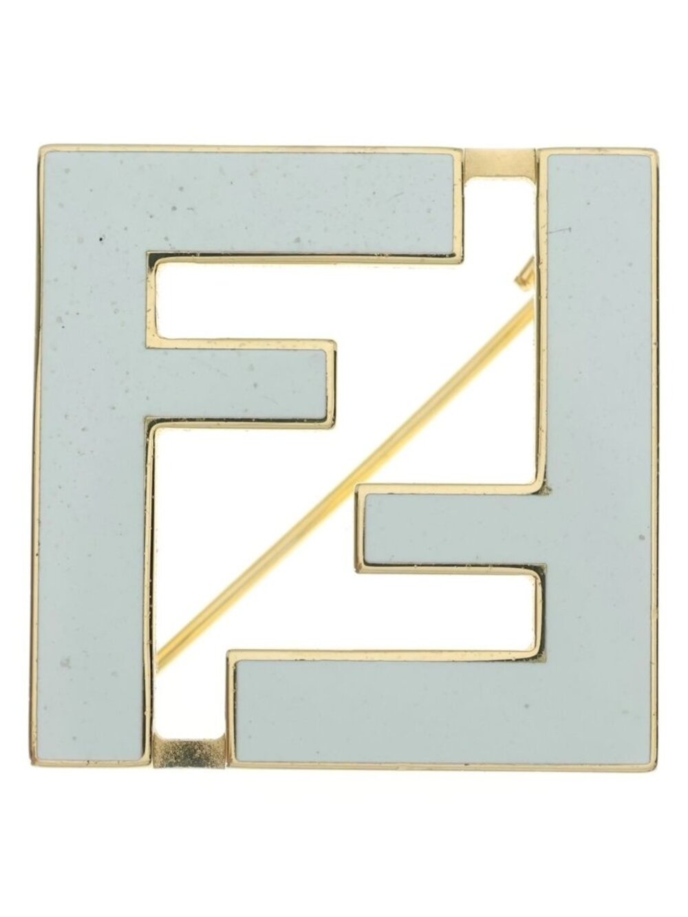 Fendi FF Logo Forever Brooch Gold White